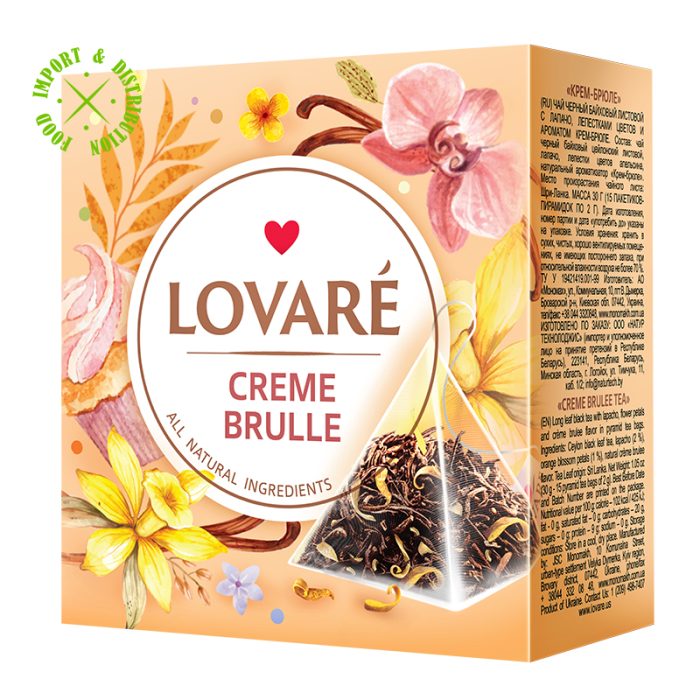 Herbata Lovare mieszanka herbat z dodatkami "Creme Brulee" [15 piram. po 2gr]