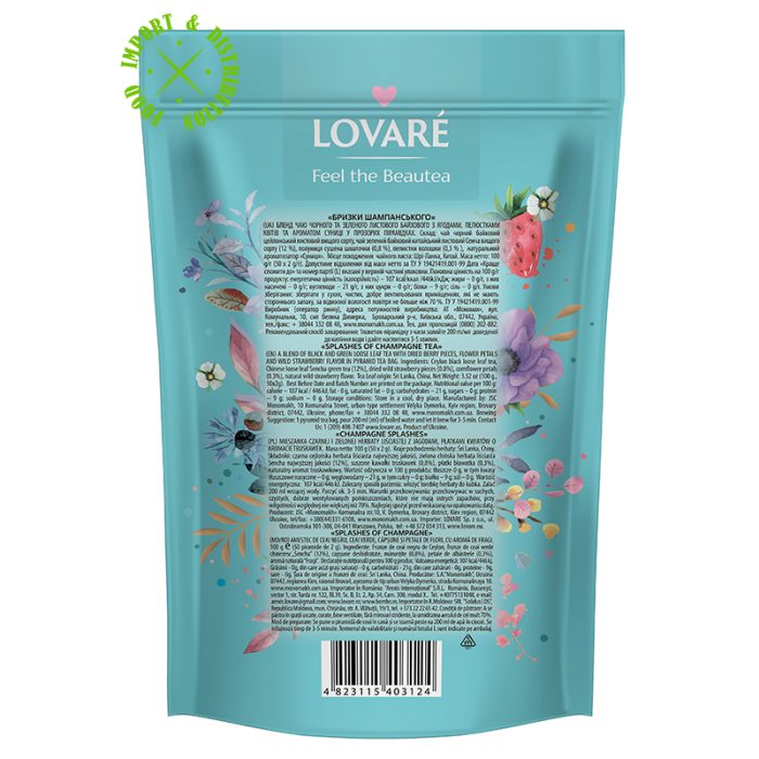 Herbata Lovare mieszanka ekspresowa "Splashes of Champagne" Doypack [50 piram. x 2g]