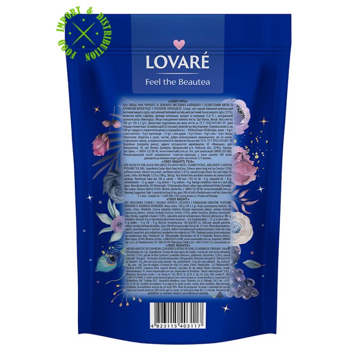 Herbata Lovare mieszanka ziołowa ekspresowa "1001 Noc" Doypack [50 piram. x 2g]