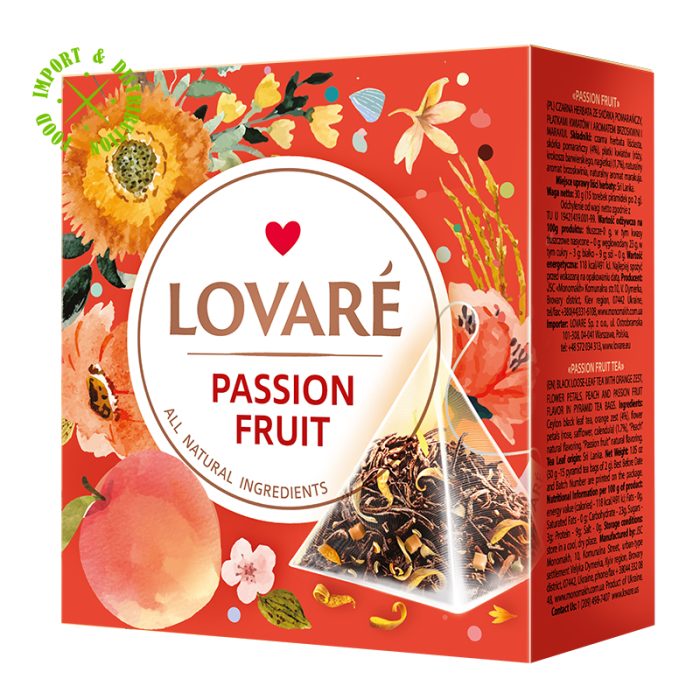 Herbata Lovare mieszanka herbat z dodatkami "Passion Fruit" [15 piram. po 2gr]