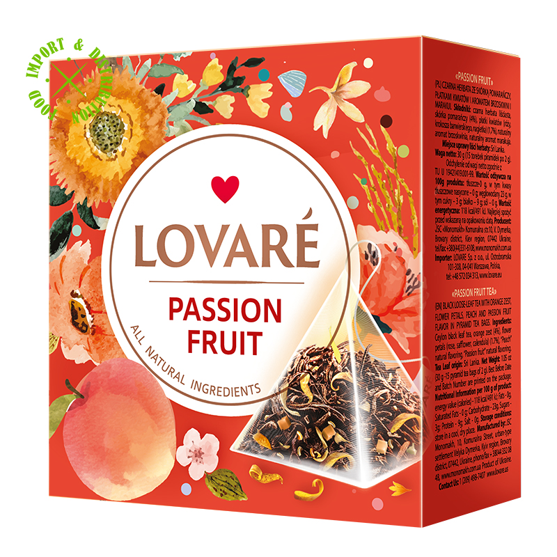 Herbata Lovare mieszanka herbat z dodatkami "Passion Fruit" [15 piram. po 2gr]