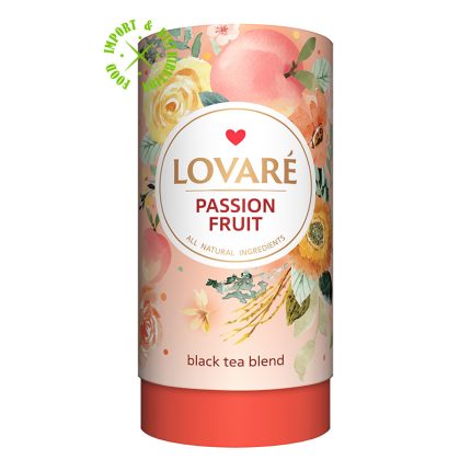 Herbata Lovare czarna z owocami i platkami kwiatów "Passion Fruit" liściasta [1 TUBA = 80g]