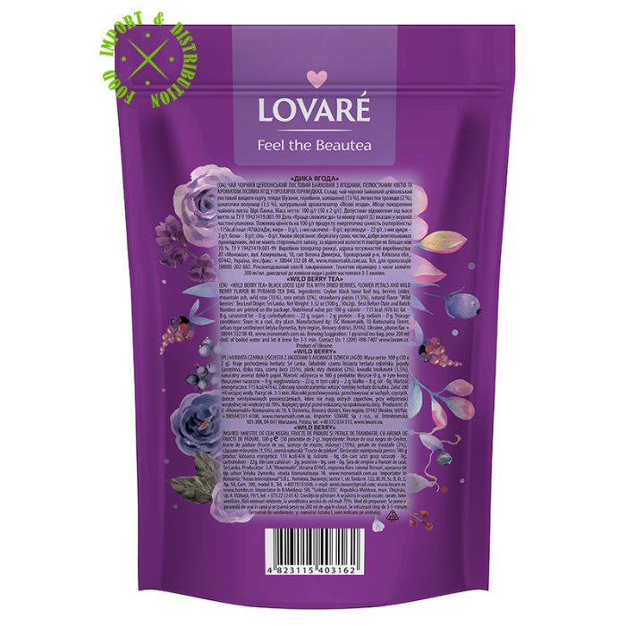 Herbata Lovare mieszanka ekspresowa "Wild Berries" Doypack 50 piram. x 2g]