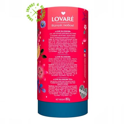 Herbata Lovare czarna z dzikimi jagodami "Love Blossom" liściasta [1 TUBA = 80g]