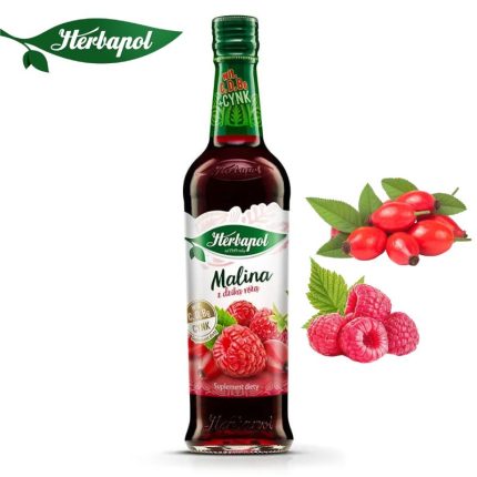 Herbapol Syrop o Smaku Maliny z dziką rożą suplement diety [1 butelka = 420 ml]