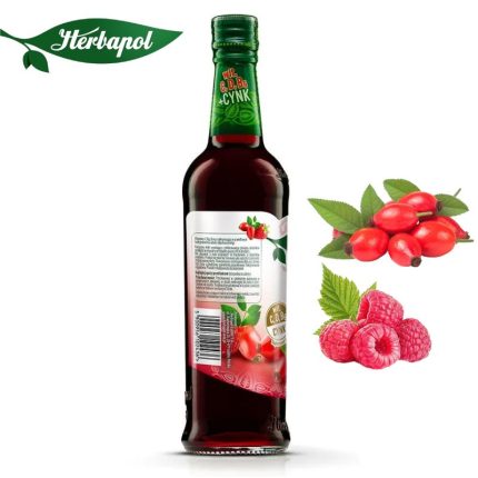 Herbapol Syrop o Smaku Maliny z dziką rożą suplement diety [1 butelka = 420 ml]