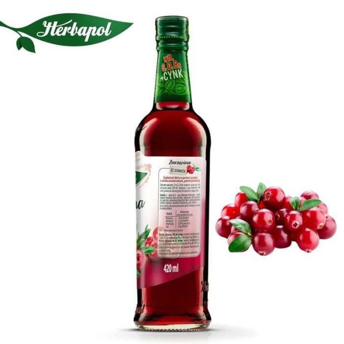 Herbapol Syrop o Smaku Żurawinowym suplement diety [1 butelka = 420 ml]