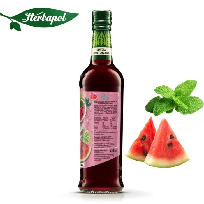 Herbapol Syrop o Smaku Arbuza z Miętą suplement diety [1 butelka = 420 ml] (Kopia)