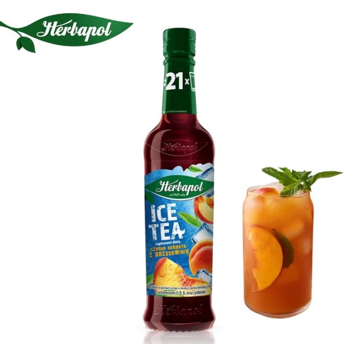 Herbapol Syrop o Smaku Ice Tea z brzoskwinią suplement diety [1 butelka = 420 ml]