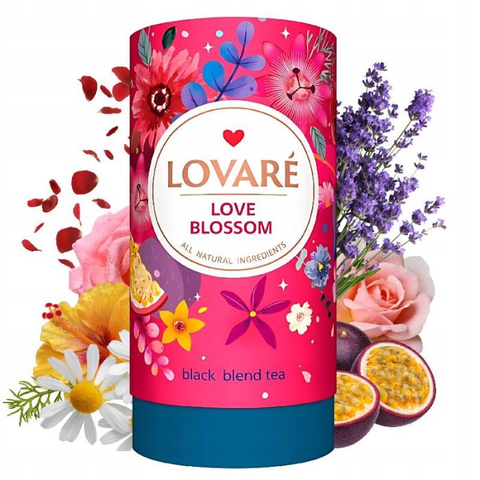 Herbata Lovare czarna z dzikimi jagodami "Love Blossom" liściasta [1 TUBA = 80g] - obrazek 1