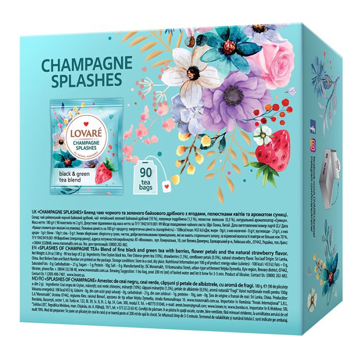 Herbata Lovare mieszanka ekspresowa "Splashes of Champagne" [90tor. x 2g]