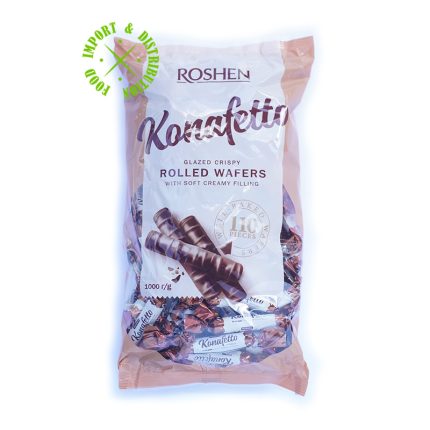 Cukierki Roshen "Konafetto Bianco" Rurki waflowe w polewie kakaowej z nadzieniem mlecznym [1 opak =1kg]