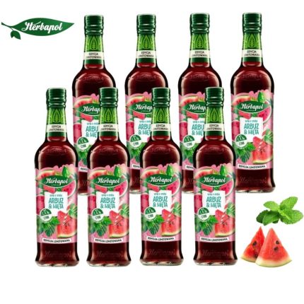 Herbapol Syrop o Smaku Arbuza z Miętą suplement diety [8 butelek = 3,36L]