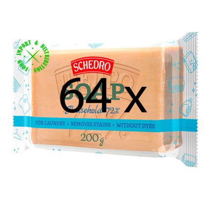 Naturalne Szare Mydło gospodarcze "Szczedro" 72% kostka 64 x 200g w Folii (Karton)