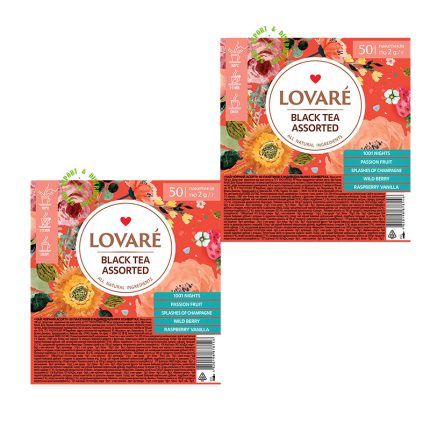Zestaw czarnych Herbat Lovare Assorted Black 100 torebek luzem po 2 g