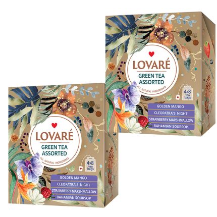 Zestaw Herbat zielonych ekspresowych Lovare Green Tea Assorted 64 tor x 2gr