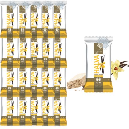 Zestaw Chałwa Słonecznikowa WANILIOWA Złoty Wiek Tradycyjna 20 kostek 270g