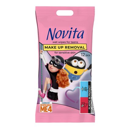 Novita Chusteczki Wilgotne Minionki do Demakijażu dla Nastolatków 12 szt