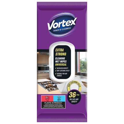 Uniwersalne Wilgotne Chusteczki Gospodarcze „Extra Strong” VORTEX 36 szt