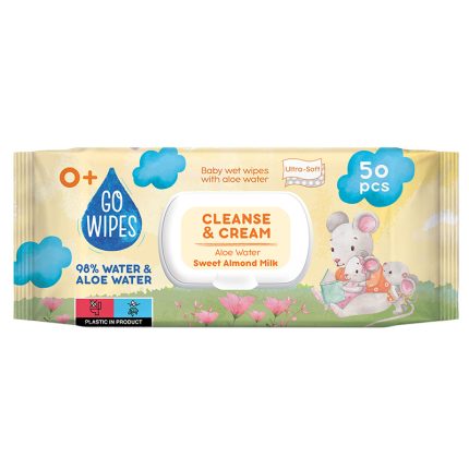 Wilgotne Chusteczki GoWipes dla Dzieci Aloe Water & Mleczko Migdałowe 50szt