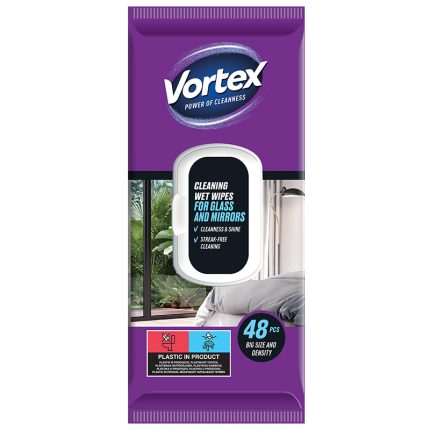 Uniwersalne Wilgotne Chusteczki Gospodarcze DO SZYB I LUSTER VORTEX 48 szt