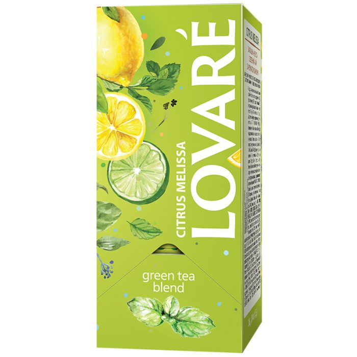 Herbata Lovare zielona liściasta w saszetkach Citrus Melissa 24 tor po 1,5g