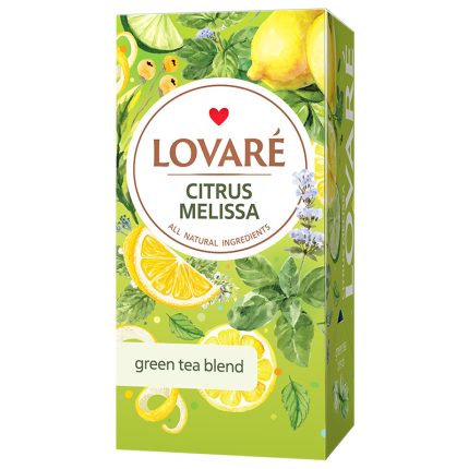 Herbata Lovare zielona liściasta w saszetkach Citrus Melissa 24 tor po 1,5g