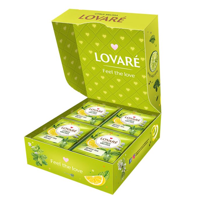 Herbata Lovare zielona liściasta w saszetkach Citrus Melissa 32 tor po 1,5g