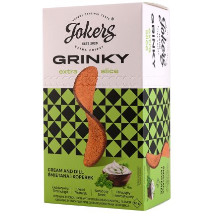 GRINKY grzanki Jokers żytnio-pszenne o smaku śmietany i koperku 90 g