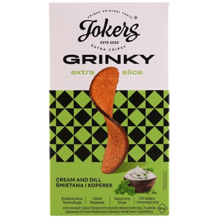 GRINKY grzanki Jokers żytnio-pszenne o smaku śmietany i koperku 90 g