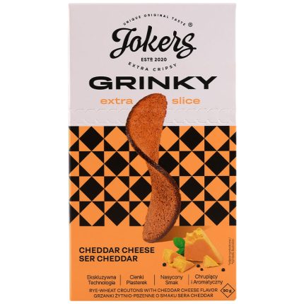 GRINKY grzanki Jokers żytnio-pszenne o smaku sera cheddar 90 g