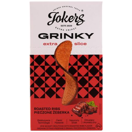 GRINKY grzanki Jokers żytnio-pszenne o smaku pieczonych żeberek 90 g
