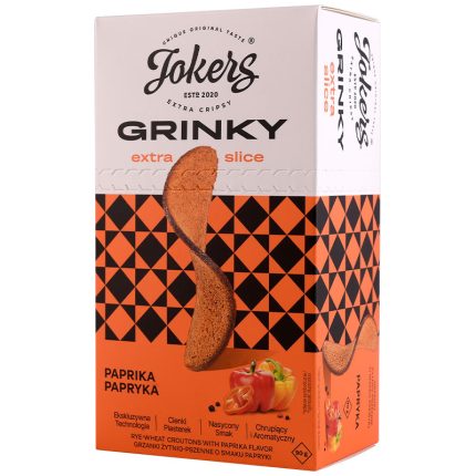 GRINKY grzanki Jokers żytnio-pszenne o smaku papryki 90 g