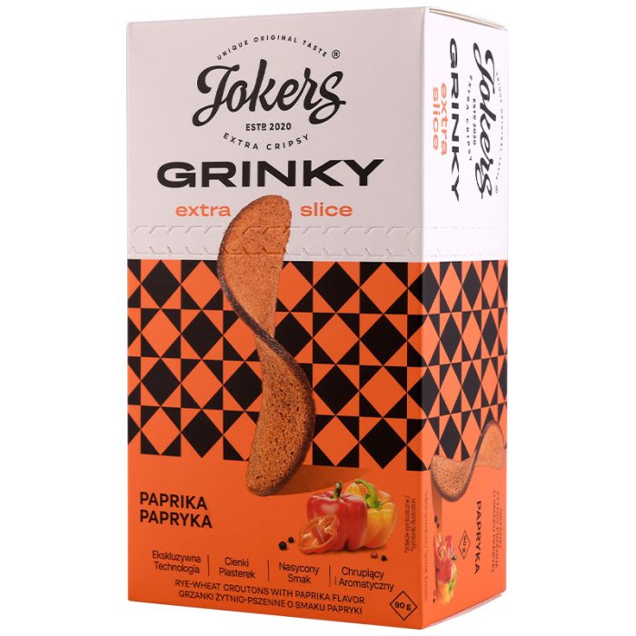 GRINKY grzanki Jokers żytnio-pszenne o smaku papryki 90 g