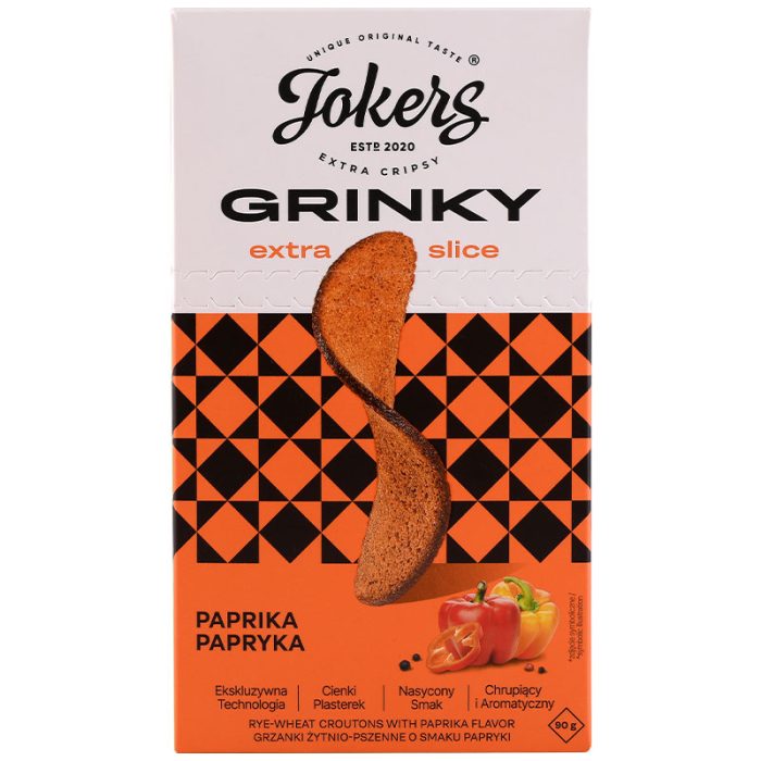 GRINKY grzanki Jokers żytnio-pszenne o smaku papryki 90 g