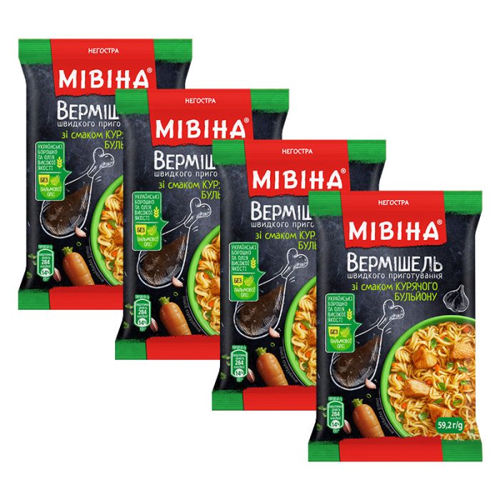 Makaron Instant zupka chińska „Miwina o smaku kurczaka” nieostra 4 x 59,2g