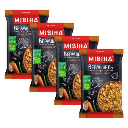 Makaron Instant zupka chińska "Miwina o smaku Grzybów" nieostra 4 x 59,2g