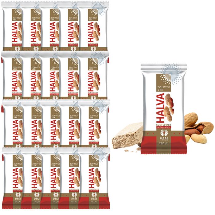 Chałwa Słonecznikowa z ORZESZKAMI ZIEMNYMI Złoty Wiek Zestaw 20 kostek 270g - obrazek 1