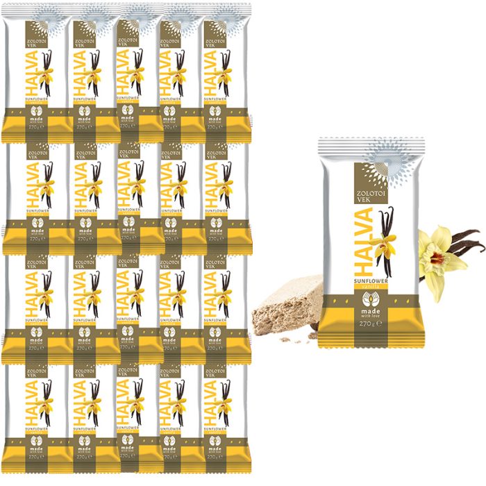 Chałwa słonecznikowa Waniliowa Złoty Wiek Zestaw 20 kostek 270g - obrazek 1