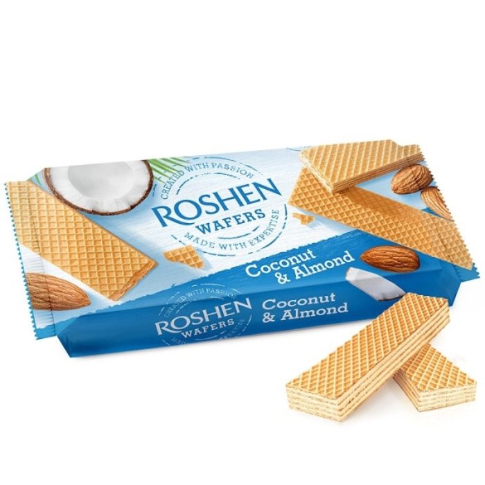 Wafle Roshen z nadzieniem kokosowo-migdałowym Wafers 216 g - obrazek 1