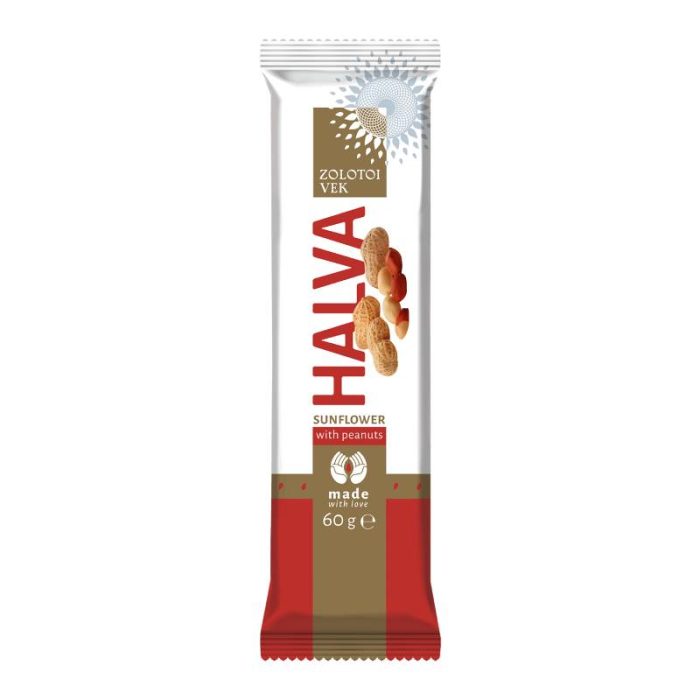 Chałwa słonecznikowa "Złoty wiek" z Orzechami arachidowymi 60g - obrazek 1