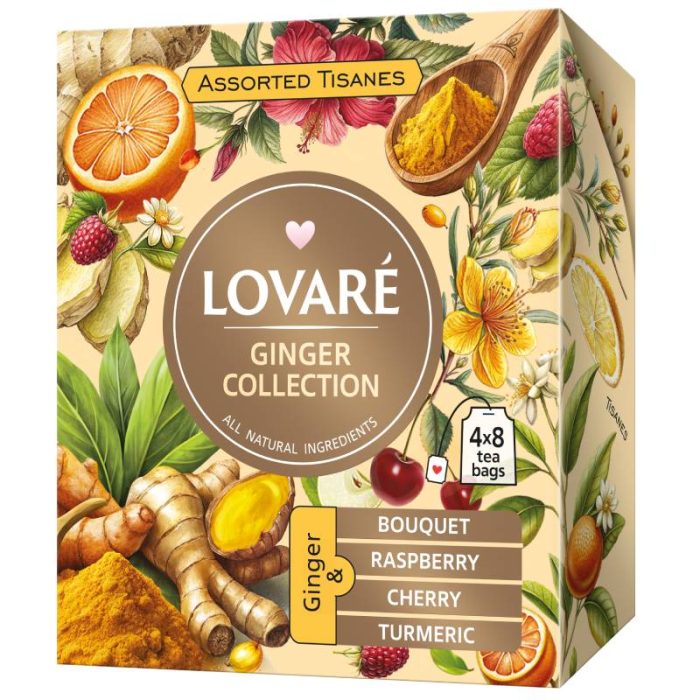 Zestaw Herbat Lovare ziołowa liściasta Assorted Ginger 32 tor x 1,3g - obrazek 1