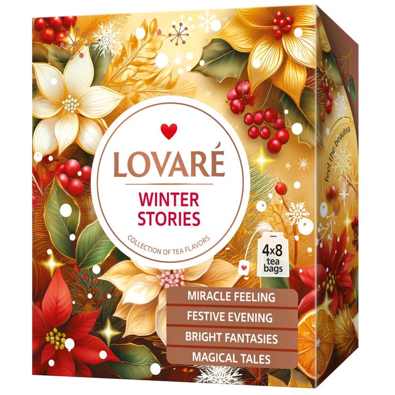 winter tea w 26 4x8 Herbata Lovare Zestaw prezentowy „Winter Stories” 4 smaki x 8 torebek 2 g - obrazek 1