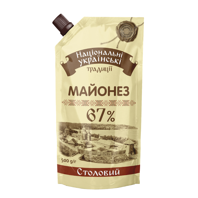 Majonez Stołowy 67% narodowe tradycje ukraińskie 500g Majonez Stołowy 67% Narodowe Ukraińskie Tradycje 500 g - obrazek 1
