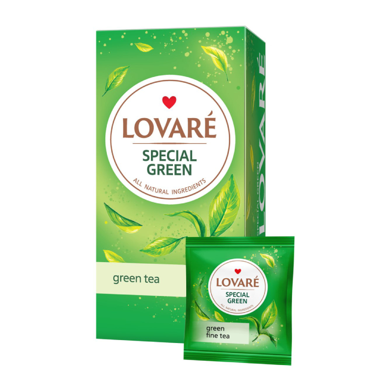 special green Herbata Lovare zielona liściasta w saszetkach Special Green 24 tor po 1,5g - obrazek 1