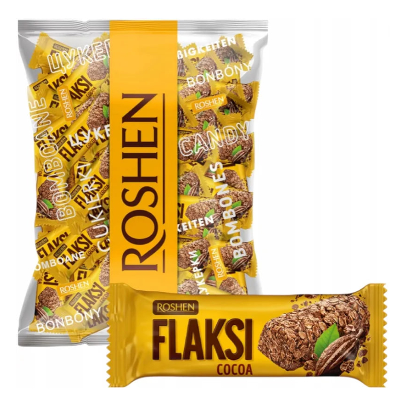 Roshen FLAKSI cocoa sweets with wafer flakes 0.5kg Cukierki Roshen o smaku kakaowym z płatkami waflowymi FLAKSI 500 g - obrazek 1