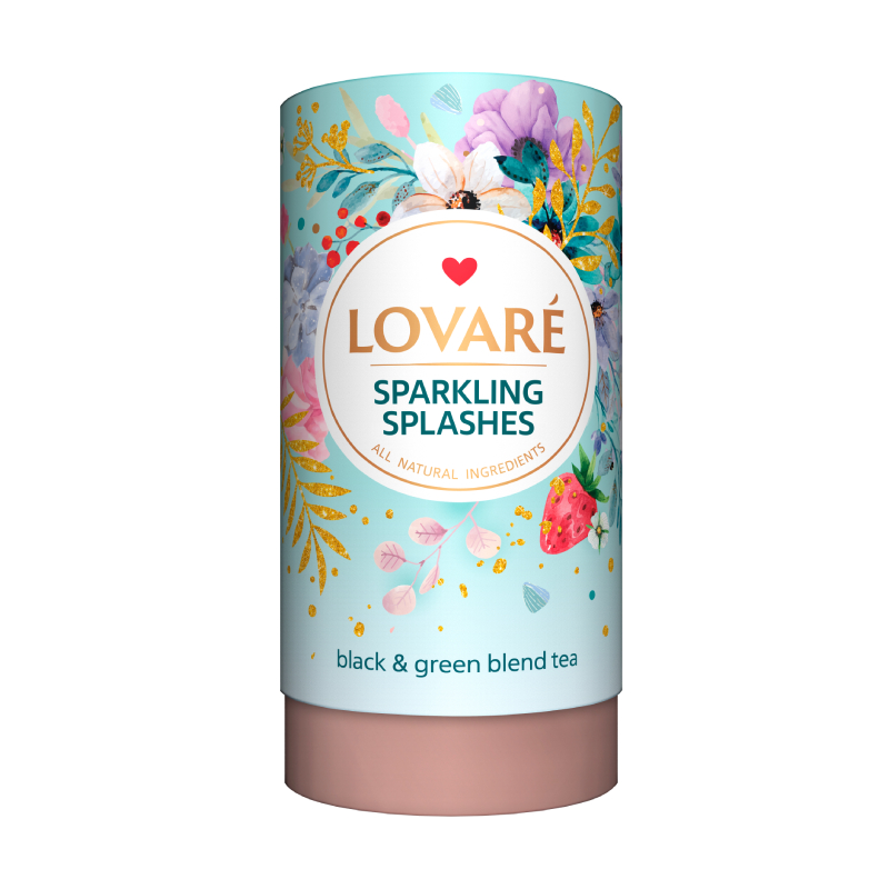 sparkling splashes Herbata Lovare liściasta mieszanka Splashes of Champagne Tuba 80g - obrazek 1