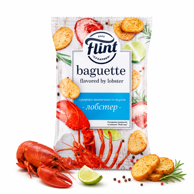 Sucharki Flint Baguette o smaku homara 60g Sucharki Flint Baguette o smaku homara 60g - obrazek 1