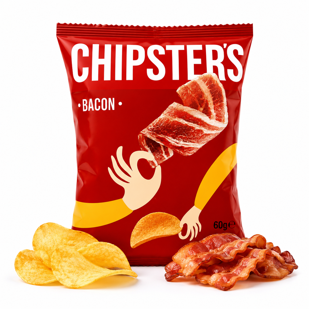bekon Chipsy ziemniaczane „Chipsters” o smaku bekonu 60 g - obrazek 1