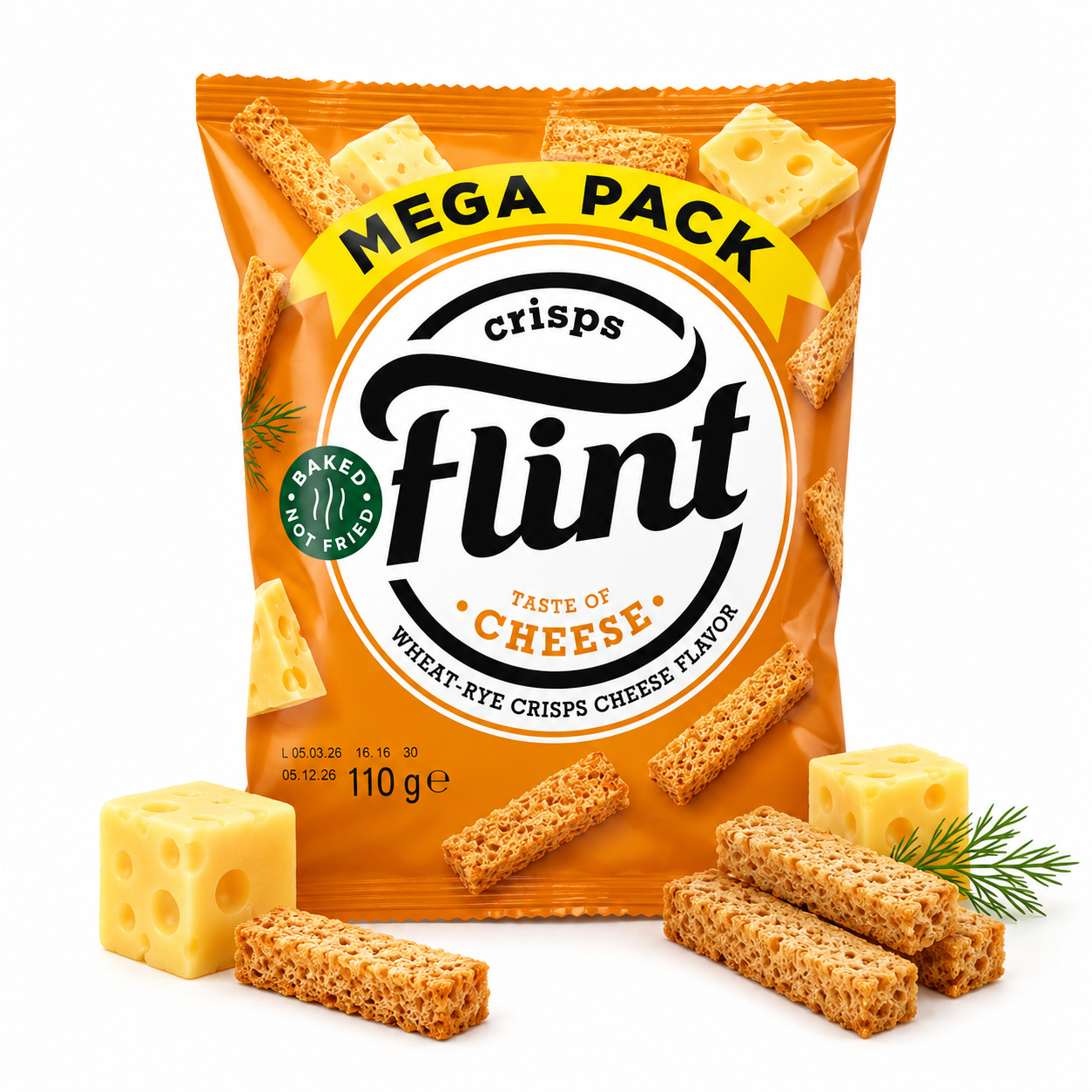 cheese 110g Sucharki Flint pszenno-żytnie o smaku sera 110 g - obrazek 1